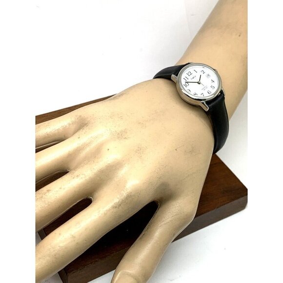 Timex Women's Watch T2H331 Indiglo Quartz Black Leather Band Petite Date… - Picture 5 of 15